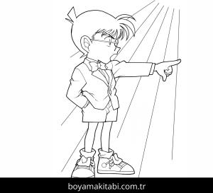 Dedektif Conan boyama sayfası – çocuk aktivitesi, PDF indir