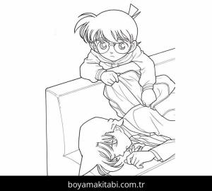 Dedektif Conan boyama sayfası – evde etkinlik, ücretsiz yazdır