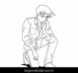Dedektif Conan boyama sayfası – el becerilerini geliştirir, boyama çalışması