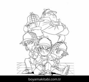 Dedektif Conan boyama sayfası – boyama etkinliği, çocuk aktivitesi
