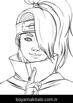 Deidara boyama sayfası – basit çizim, kolay boyama