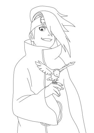 Deidara boyama sayfası,  coloring page, Deidara ve Kil Kuşu, 