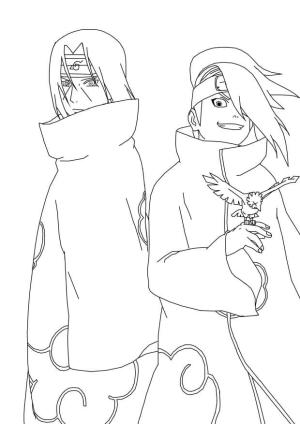 Deidara boyama sayfası,  coloring page, Itachi ve Deidara, 