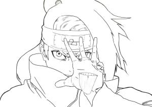 Deidara boyama sayfası,  coloring page, Kızgın Deidara Yüz, 