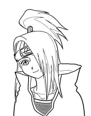 Deidara boyama sayfası,  coloring page, Yakışıklı Deidara Gülümseyen, 