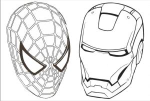 Demir Adam boyama sayfası,  coloring page, Maske Örümcek Adam ve Ironman, 