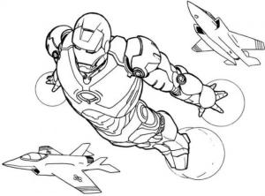 Demir Adam boyama sayfası,  coloring page, İki Jet Uçağıyla Uçan Ironman, 