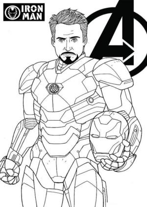 Demir Adam boyama sayfası,  coloring page, Ironman tutan Maske, 