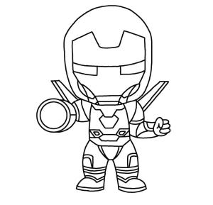 Demir Adam boyama sayfası,  coloring page, Silahlı Chibi Ironman, 