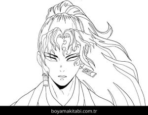 Demon Slayer boyama sayfası – el becerilerini geliştirir, boyama çalışması