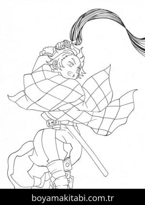 Demon Slayer boyama sayfası – renkli çizimler, okul öncesi
