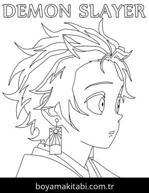 Demon Slayer boyama sayfası – çizgi film temalı, basit çizim