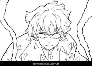 Demon Slayer boyama sayfası – evde etkinlik, ücretsiz yazdır