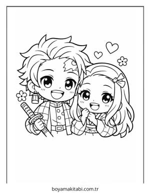 Demon Slayer boyama sayfası – eğlenceli etkinlik, el becerilerini geliştirir