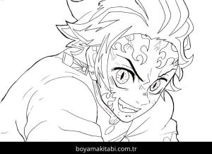 Demon Slayer boyama sayfası – evde etkinlik, ücretsiz yazdır