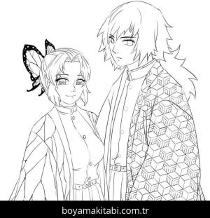 Demon Slayer boyama sayfası – kolay boyama, eğitici aktivite