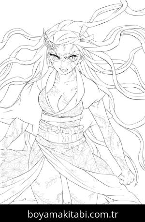 Demon Slayer boyama sayfası – sanatsal çalışma, çocuklar için