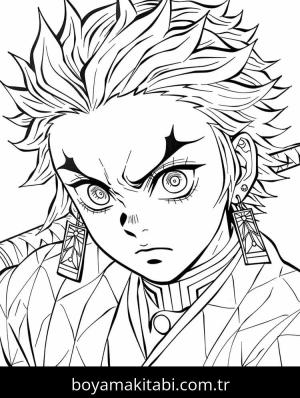 Demon Slayer boyama sayfası – eğlenceli etkinlik, el becerilerini geliştirir