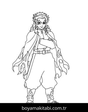 Demon Slayer boyama sayfası – kolay boyama, eğitici aktivite