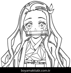 Demon Slayer boyama sayfası – sevimli karakter, sanatsal çalışma