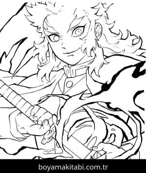 Demon Slayer boyama sayfası – sanatsal çalışma, çocuklar için