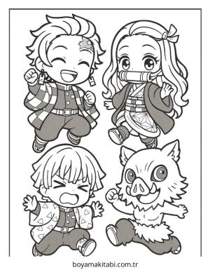 Demon Slayer boyama sayfası – boyama etkinliği, çocuk aktivitesi