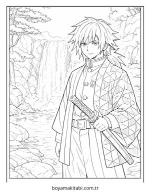 Demon Slayer boyama sayfası – PDF indir, sevimli karakter