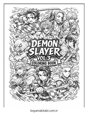 Demon Slayer boyama sayfası – keyifli zaman, renkli çizimler