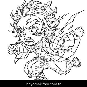 Demon Slayer boyama sayfası – kolay boyama, eğitici aktivite