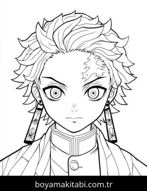 Demon Slayer boyama sayfası – sevimli karakter, sanatsal çalışma