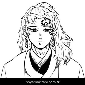 Demon Slayer boyama sayfası – basit çizim, kolay boyama