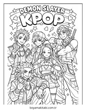 Demon Slayer boyama sayfası – çocuklar için, çizgi film temalı