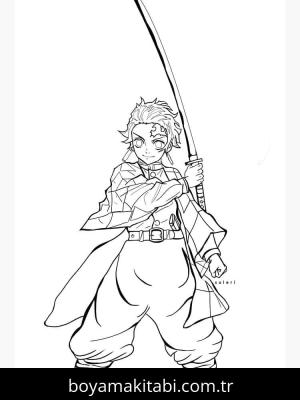Demon Slayer boyama sayfası – keyifli zaman, renkli çizimler