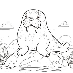 Deniz Aygırı boyama sayfası, Walrus coloring page, , 