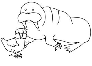 Deniz Aygırı boyama sayfası, Walrus coloring page, , 