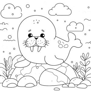 Deniz Aygırı boyama sayfası, Walrus coloring page, , 