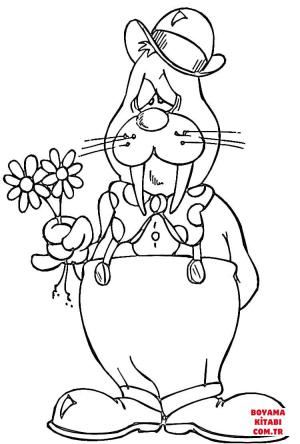 Deniz Aygırı boyama sayfası, Walrus coloring page, , walrus walrus with flowers 