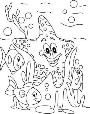 Deniz Canlılar boyama sayfası,  coloring page, Denizin dibindeki kızıl yıldız, 