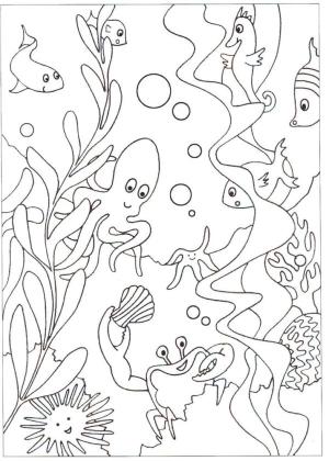 Deniz Canlılar boyama sayfası,  coloring page, Deniz sakinleri, 