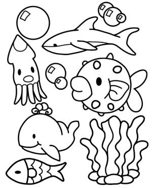 Deniz Canlılar boyama sayfası,  coloring page, Sualtı dünyasının sakinleri., 