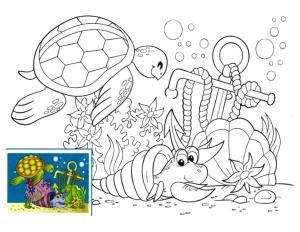 Deniz Canlılar boyama sayfası,  coloring page, Parlak sualtı dünyası, 