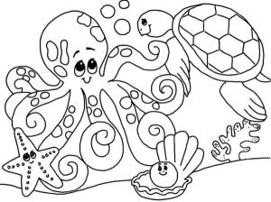 Deniz Canlılar boyama sayfası,  coloring page, Deniz sakinlerinin buluşması, 