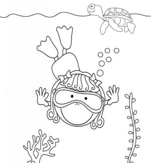 Deniz Canlılar boyama sayfası,  coloring page, Denizde dalış, 