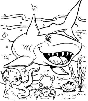 Deniz Canlılar boyama sayfası,  coloring page, Denizin korkunç sakini, 