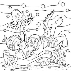 Deniz Canlılar boyama sayfası,  coloring page, Bir timsahın deniz yolculuğu, 