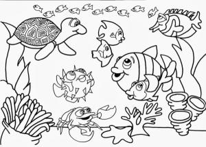 Deniz Canlılar boyama sayfası,  coloring page, Denizin dibinde eğlence, 