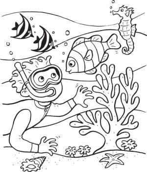 Deniz Canlılar boyama sayfası,  coloring page, Denizin ilginç sakinleriyle tanışmak, 