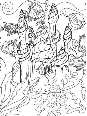 Deniz Canlılar boyama sayfası,  coloring page, Denizin dibindeki kale, 