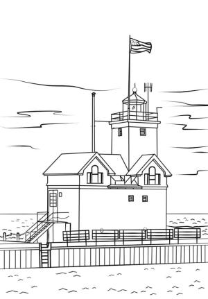 Deniz Feneri boyama sayfası,  coloring page, Hollanda limanı Deniz Feneri, 