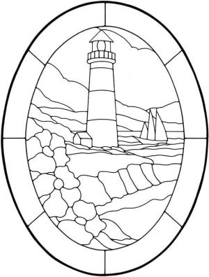 Deniz Feneri boyama sayfası,  coloring page, Vitray Deniz Feneri, 